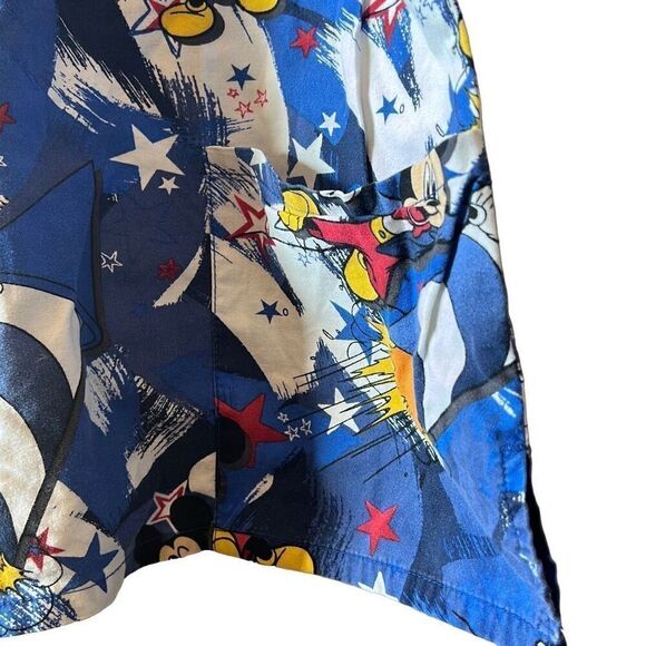 Disney Mickey Mouse Scrub Top Shirt Medium Nurses Doctors Blue Cartoon - Picture 3 of 4